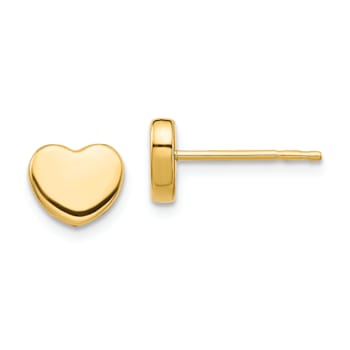 14k Yellow Gold Polished Heart Stud Earrings