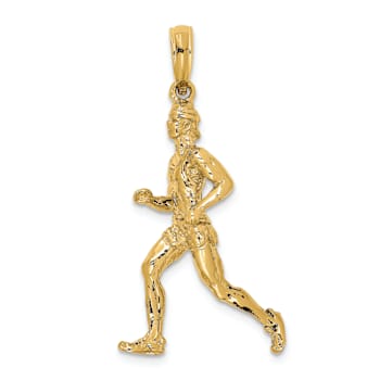 14k Yellow Gold 3D Polished and Textured Runner Charm