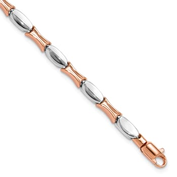 14k White Gold and 14k Rose Gold 3.4mm Polished Fancy Link Bracelet