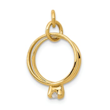 14k Yellow Gold Wedding Rings Cubic Zirconia Charm