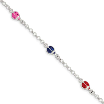 Sterling Silver Multi-color Enamel Ladybugs with 1-inch Extensions
Children's Bracelet