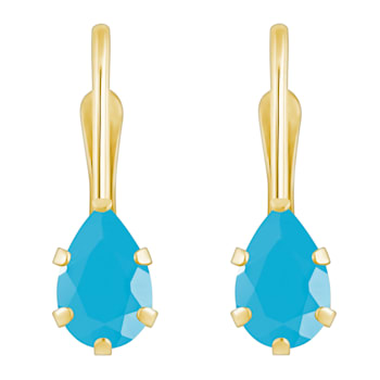 6x4mm Pear Shape Turquoise 10k Yellow Gold Drop Earrings