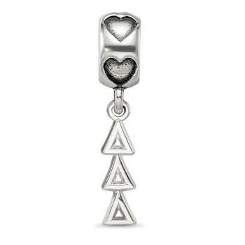 Rhodium Over Sterling Silver LogoArt Delta Delta Delta Vertical Letters
Heart Bead