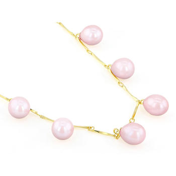 Lavender Freshwater Pearl Drop Necklace In 18K Gold Over Sterling Silver