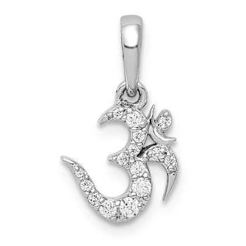 Rhodium Over 14k White Gold Diamond Om Symbol Pendant