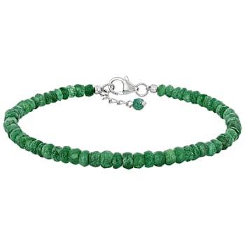 Emerald Rondelle Beaded Bracelet In Sterling Silver