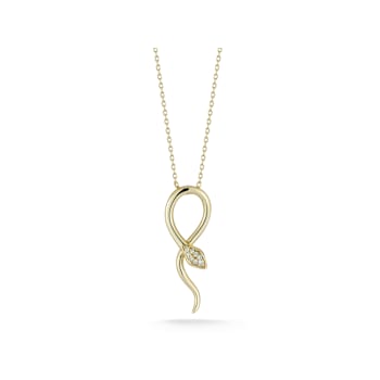 Sterling Statements 14K Yellow Gold Over Sterling Silver  CZ Snake Necklace