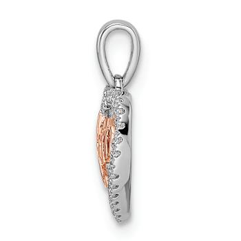 14k White Gold and 14k Rose Gold Diamond Mom Heart Pendant