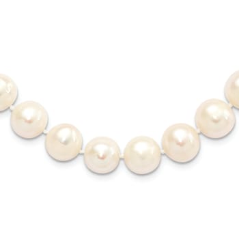 Rhodium Over Sterling Silver 11-12mm White Freshwater Cultured Pearl Necklace