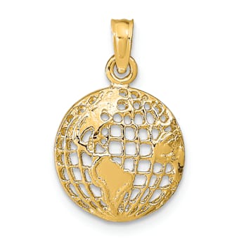 14k Yellow Gold Polished and Textured Globe Pendant