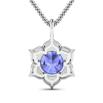 2.02ctw 14K White Gold Tanzanite and White Diamond Pendant with 18 inch
Cable Chain