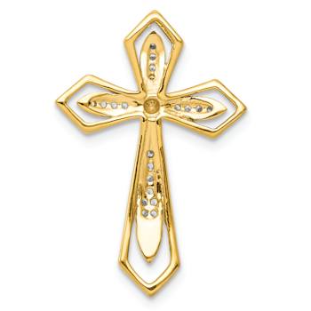 14K Two-tone Gold  Diamond Cross Chain Slide Pendant