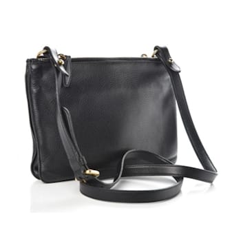 Prada Vitello Phenix Leather Gold Hardware Black Crossbody
