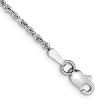 Rhodium Over 10k White Gold 1.5mm Diamond-Cut Rope Link Bracelet