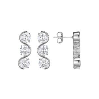 White Cubic Zirconia Platinum Over Silver April Birthstone Earrings 8.10ctw