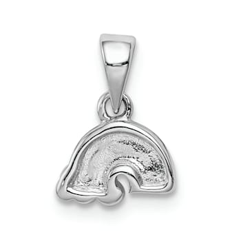 Rhodium Over Sterling Silver Polished and Enameled Rainbow Children's Pendant