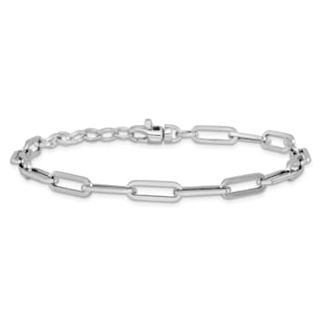 14K White Gold Polished Fancy Link with 1-inch Extension Bracelet