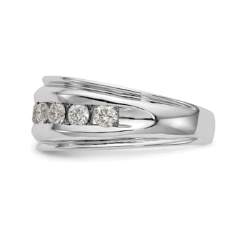 Rhodium Over 14K White Gold Lab Grown Diamond Men's Band