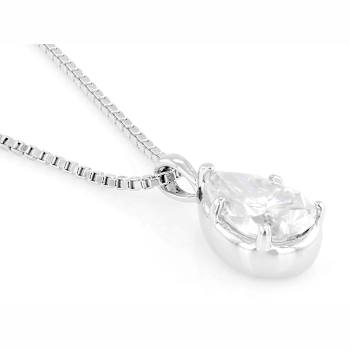 Pear Shape Moissanite Solitaire Pendant In Platinum-Enhanced Sterling
Silver 2.10ctw Diamond Equivalent Weight