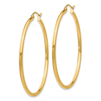 14k Yellow Gold Polished 1 3/4" Tube Hoop Earrings