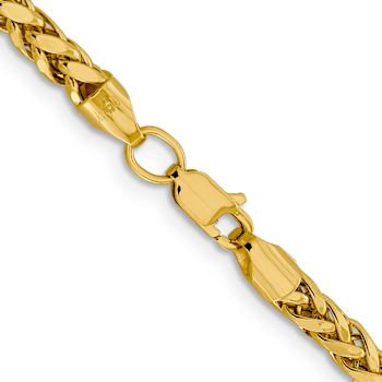 14k Yellow Gold 3.7mm Diamond-Cut Wheat Link 24 Inch Chain