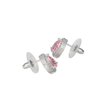 Pink and White Cubic Zirconia Platineve Earrings3.30ctw