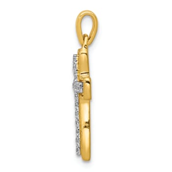 10k Yellow Gold and Rhodium Over 10k Yellow Gold 0.136 cttw Diamond
Cross Pendant