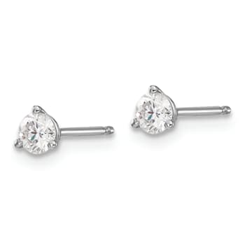 Rhodium Over 14K White Gold 1/3ct. 3.5mm Round J-K Color Moissanite Earrings