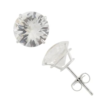 Lab Created White Sapphire Round 10K White Gold Stud Earrings, 5ctw