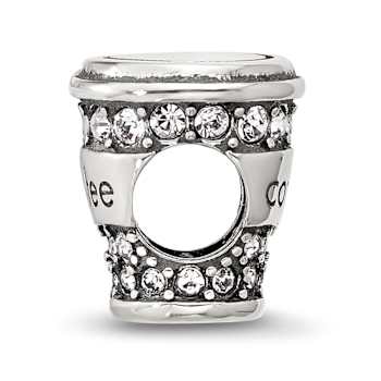 Sterling Silver Crystal To-Go Coffee Cup Bead