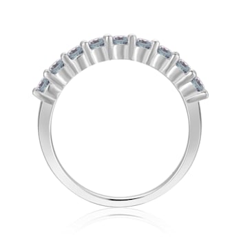 Round Lab Created Alexandrite Sterling Silver Anniversary Style
Stackable Band Ring, 0.65ctw