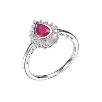Red Ruby Rhodium Over 10k White Gold Ring 1.032ctw