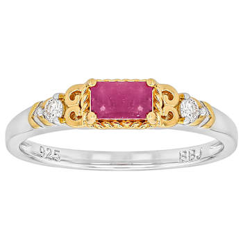 Ruby And Lab-Grown Diamond Ring In 18K Gold Over Sterling Silver 0.40ctw