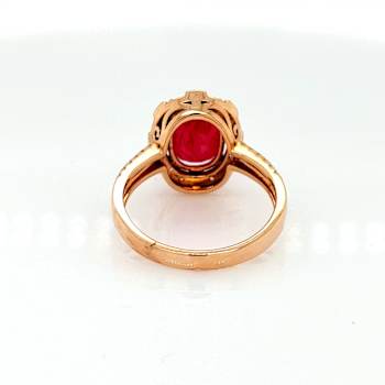 3.00 Ctw Ruby and 0.26 Ctw White Diamond Ring in 14K RG
