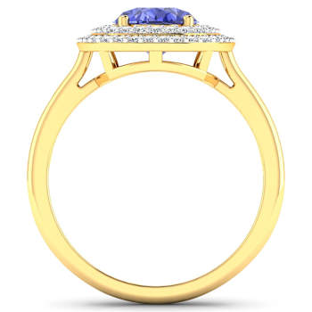 1.69ctw Violet Tanzanite and Diamond 14K Yellow Gold Halo Ring