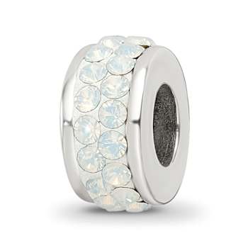 Sterling Silver Reflections Cream Double Row Preciosa Crystal Bead