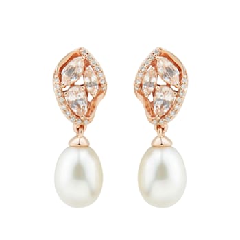 7-7.5mm Oval White Freshwater Pearl with Morganite and Diamond Accents
14K Rose Gold Drop Earrings