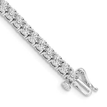 Rhodium Over 10k White Gold Illusion Setting Diamond Bracelet
