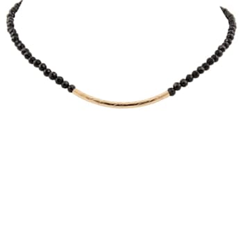 Barse Onyx Bar Necklace In 18K Gold Over Brass