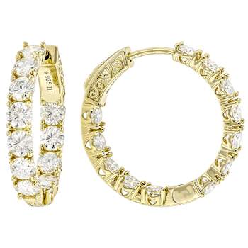 Moissanite Inside-Out Hoop Earrings In 14K Gold Over Sterling Silver