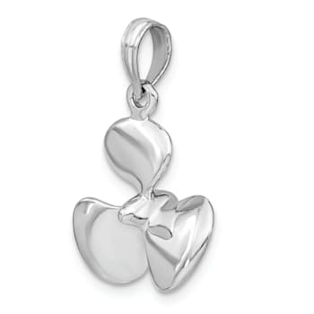 Rhodium Over 14k White Gold 3D Polished Propeller Pendant