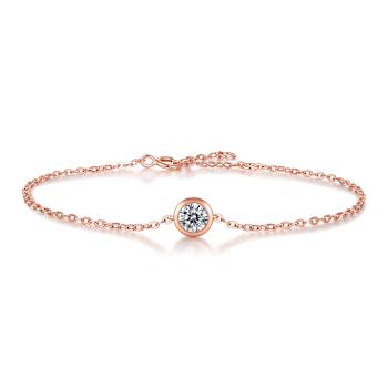 Moissanite Bezel Station Bracelet In 18K Rose Gold Over Sterling Silver 0.50ct