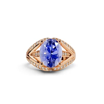14K Rose Gold Tanzanite and Diamond Ring 2.20 ctw