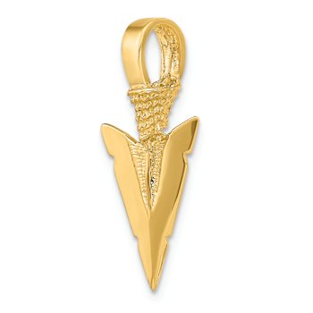 14k Yellow Gold 3D and Textured Arrowhead Charm
