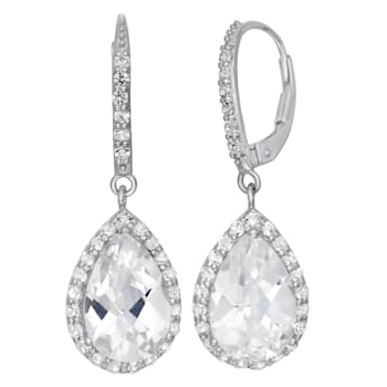 Lab Created White Sapphire Sterling Silver Dangle Earrings 9.12ctw