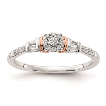 14K Two-tone White and Rose Gold Cluster Diamond Engagement Ring 0.11ctw