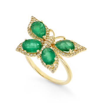 Emerald and Diamond 14K Yellow Gold Over Sterling Silver Ring 2.83ctw