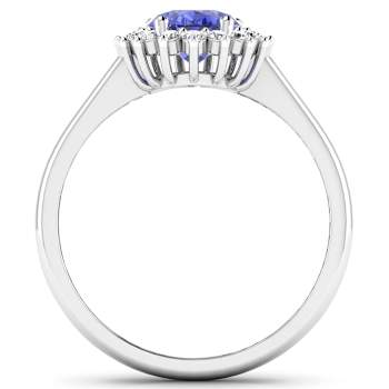 1.63ctw Violet Tanzanite and Diamond 14K White Gold Halo Ring