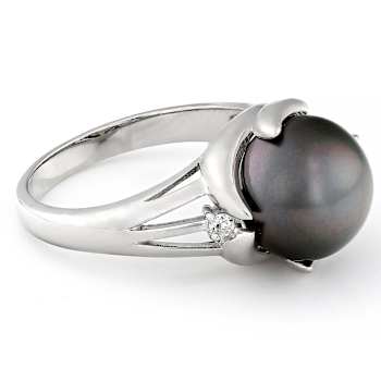 Tahitian Pearl And Topaz Ring In Sterling Silver