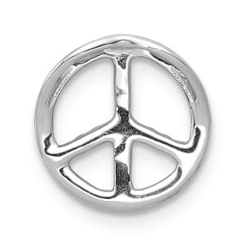 Rhodium Over 14k White Gold Diamond Peace Sign Slide Pendant